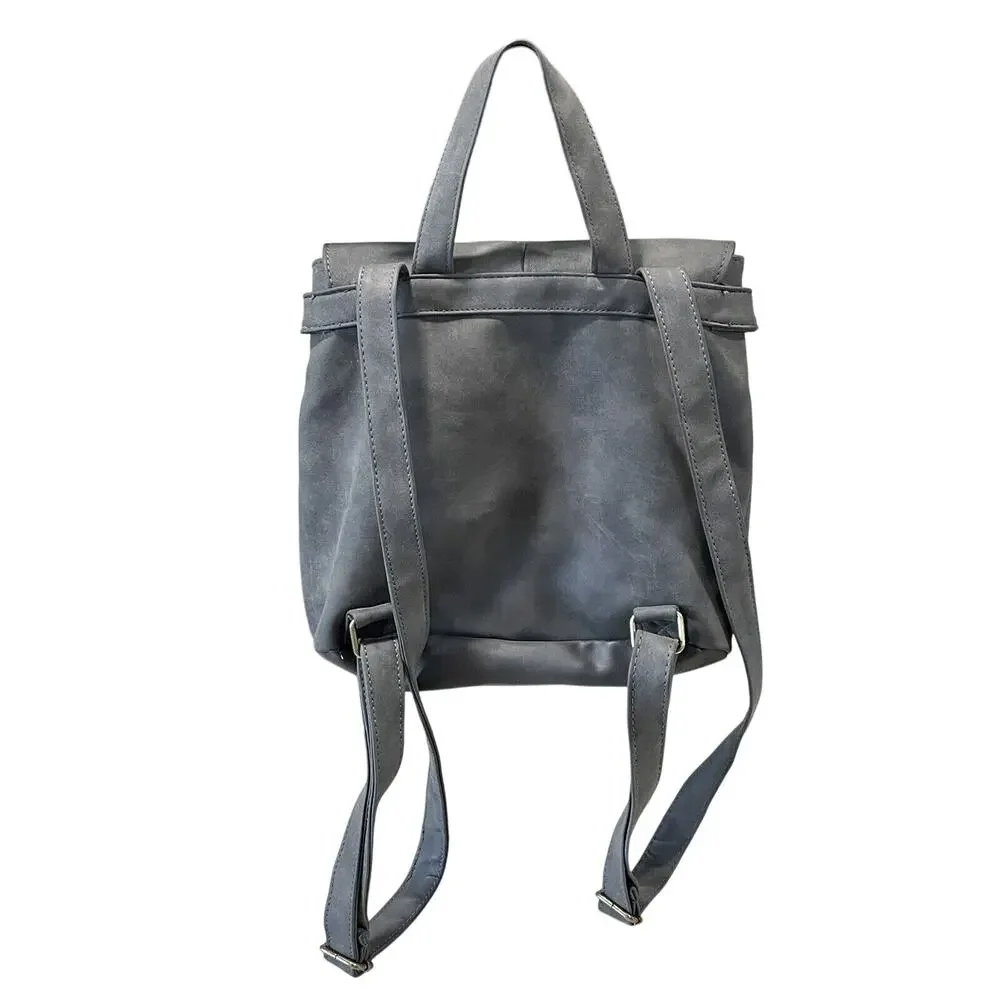 Wallflower Faux leather Mini Gray Backpack With Adjustable Strap’s Front Pockets